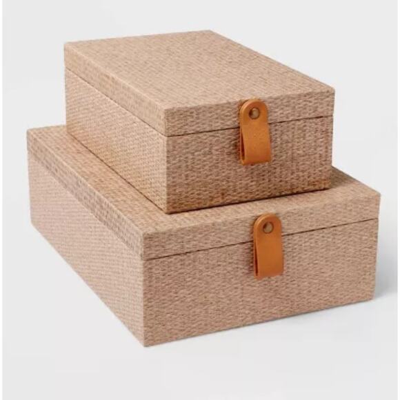 Woven Storage Boxes Set of 2 Taupe Desk & Office Organizers - Threshold - Picture 1 of 5